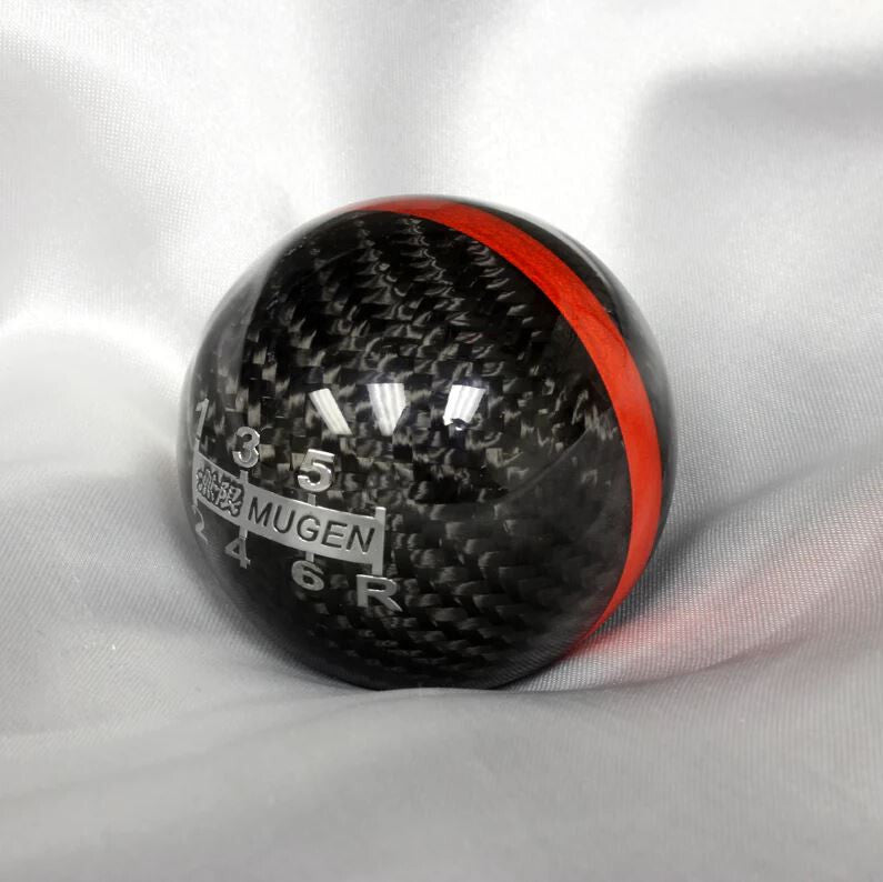 Car Shift Knob 6-speed Mugen Black Carbon Fiber Red Line for Honda for Acura