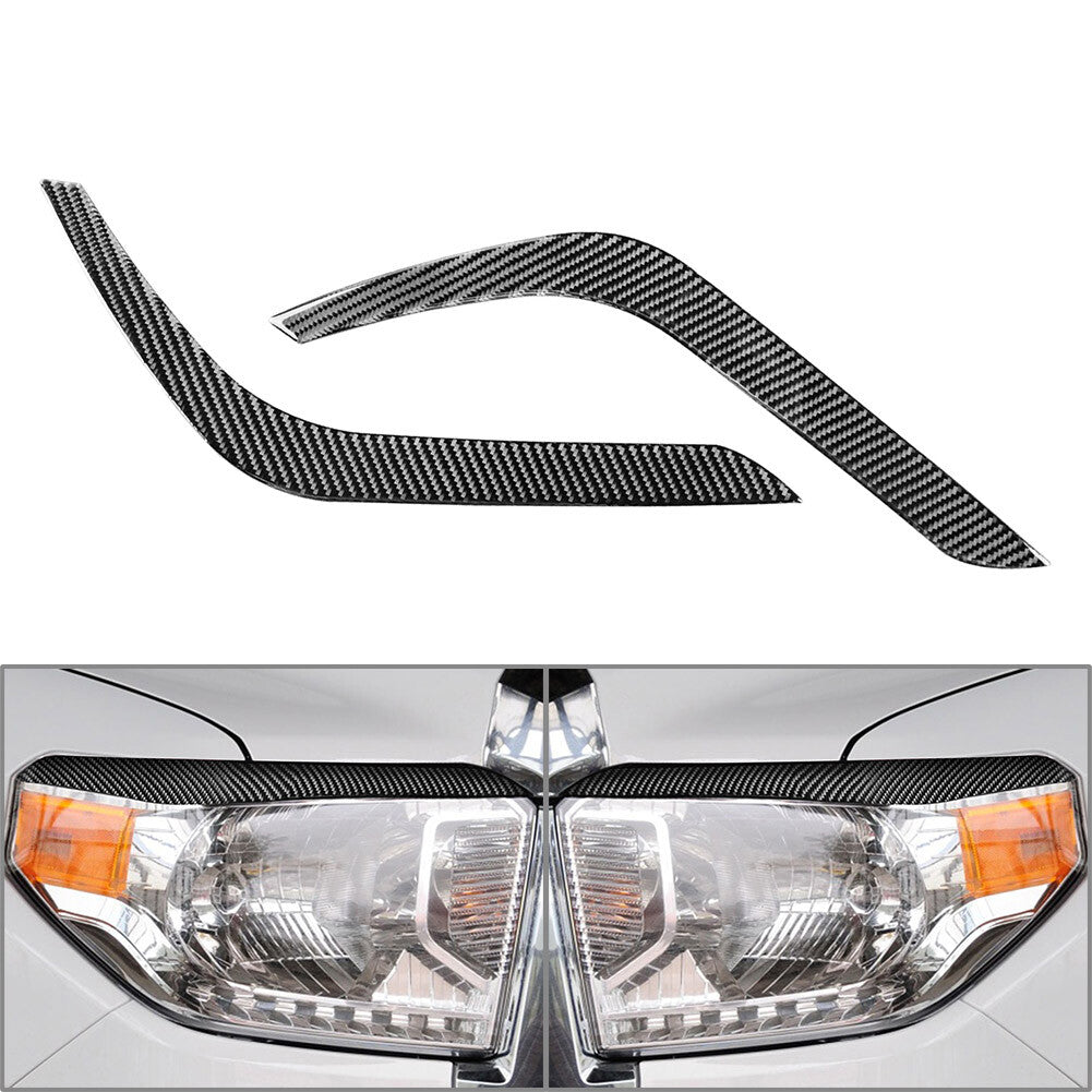 Headlight Eyelids Eyebrow Cover Trim Fit for Toyota Tundra 2014-21 Carbon Fiber Red