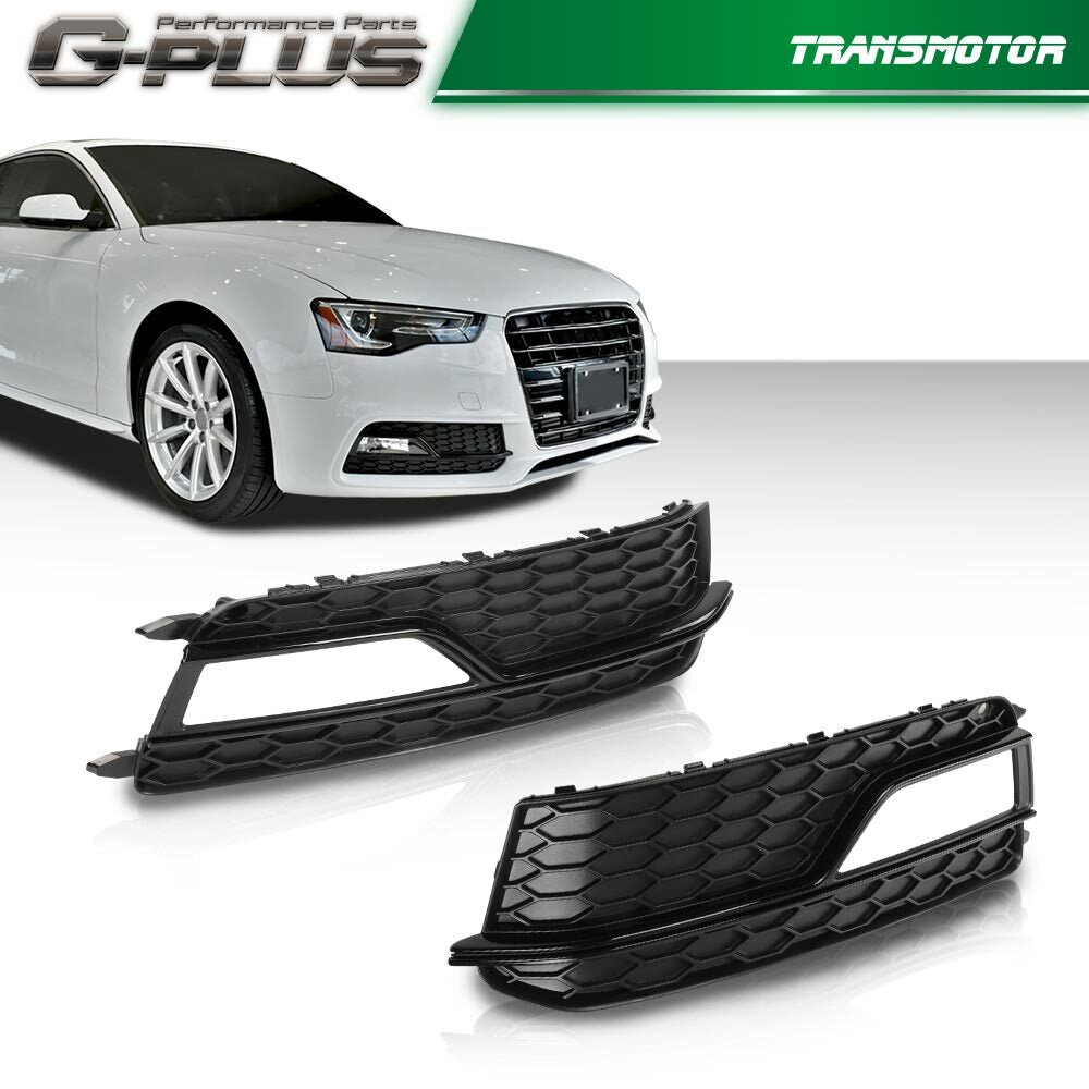 Suitable for 13-16 for Audi A5 S S5 front bumper fog lamp grille cover decoration black - v