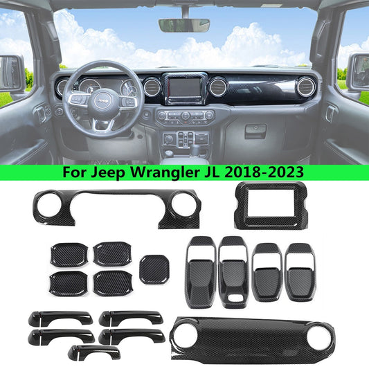 for Jeep for Wrangler JL 18-24 Accessories Carbon Fiber Look Trim Decorative Cover