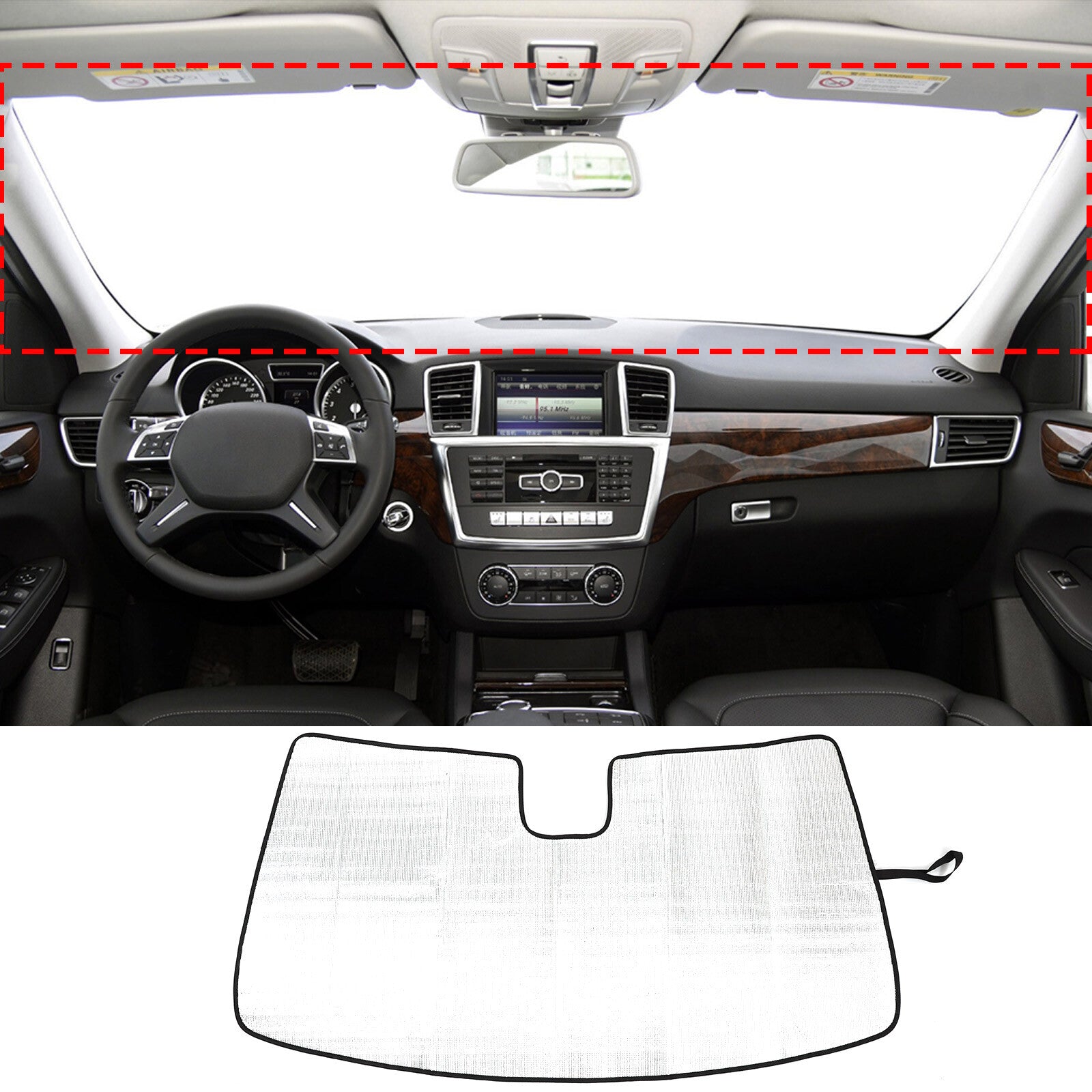 Front windshield sunshade with UV protection, suitable for W166 ML350 ML550 2012-2015- n