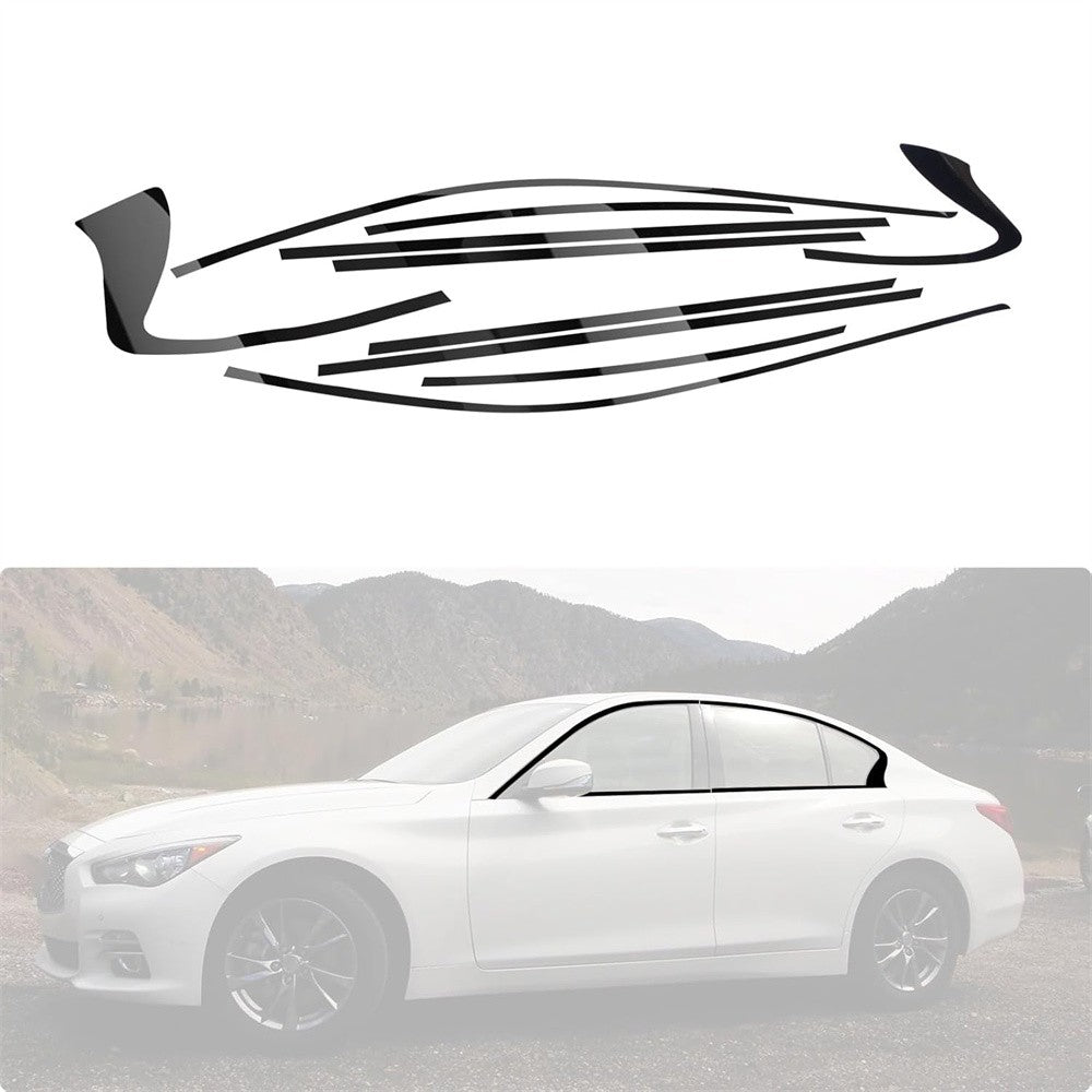 Chrome Delete Blackout Overlay Window Trim Bright Black for Infiniti Q50 2014-23