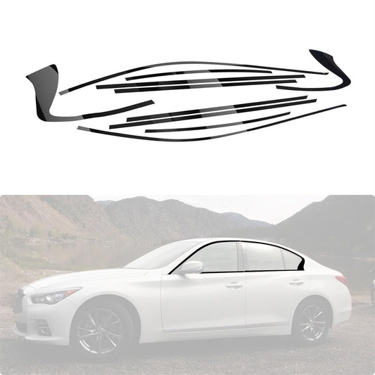 Chrome Delete Blackout Overlay Window Trim Bright Black for Infiniti Q50 2014-23