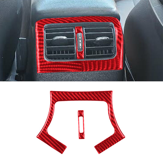 2Pcs Red Carbon Fiber Interior Rear Air Vent Cover Trim for Mercedes-Benz W203