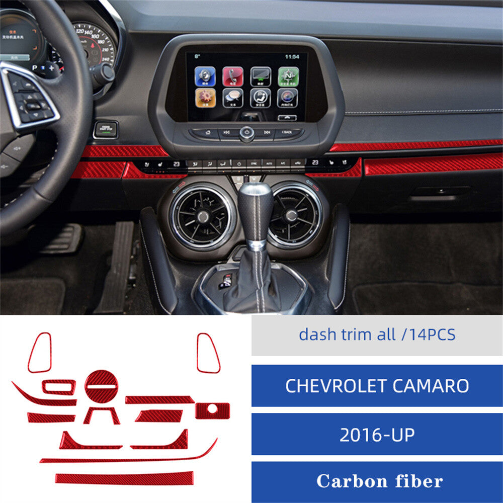 14¡ÁRed Carbon Fiber Center Console Dashboard Set Trim for Chevrolet Camaro 2016+
