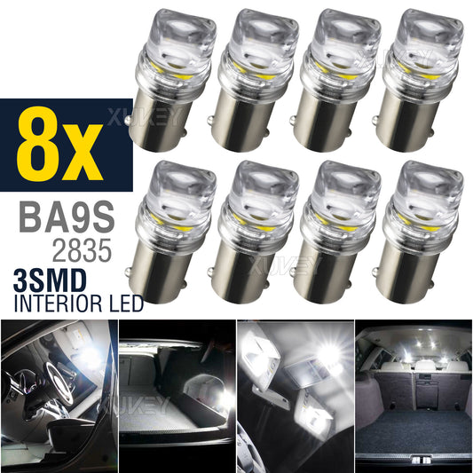 8pcs 12V 6000K white BA9S T4W 3SMD LED car interior lighting bulbs Q