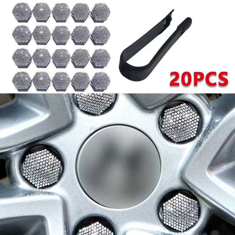 20Pcs 17mm 19mm 21mm Diamond Wheel Nut Bolt Cover Nut Cap Hub Screw Protector Q