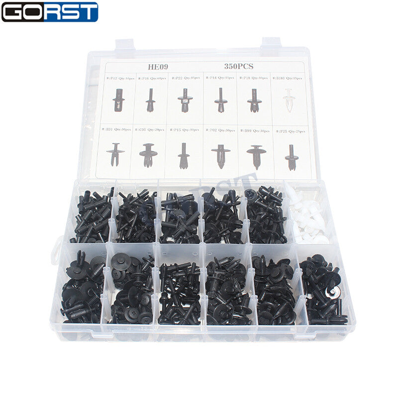 350 Clips + Tools Bumper Fender Door Panel Decorative Fasteners Plastic Pin Holders HE09
