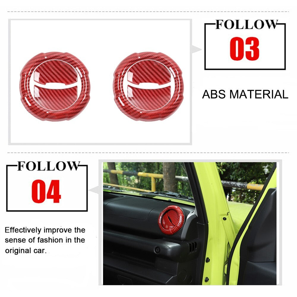 6PCS Red Carbon Fiber Air Condition Vent Outlet Cover for Suzuki for Jimny 2019-2023