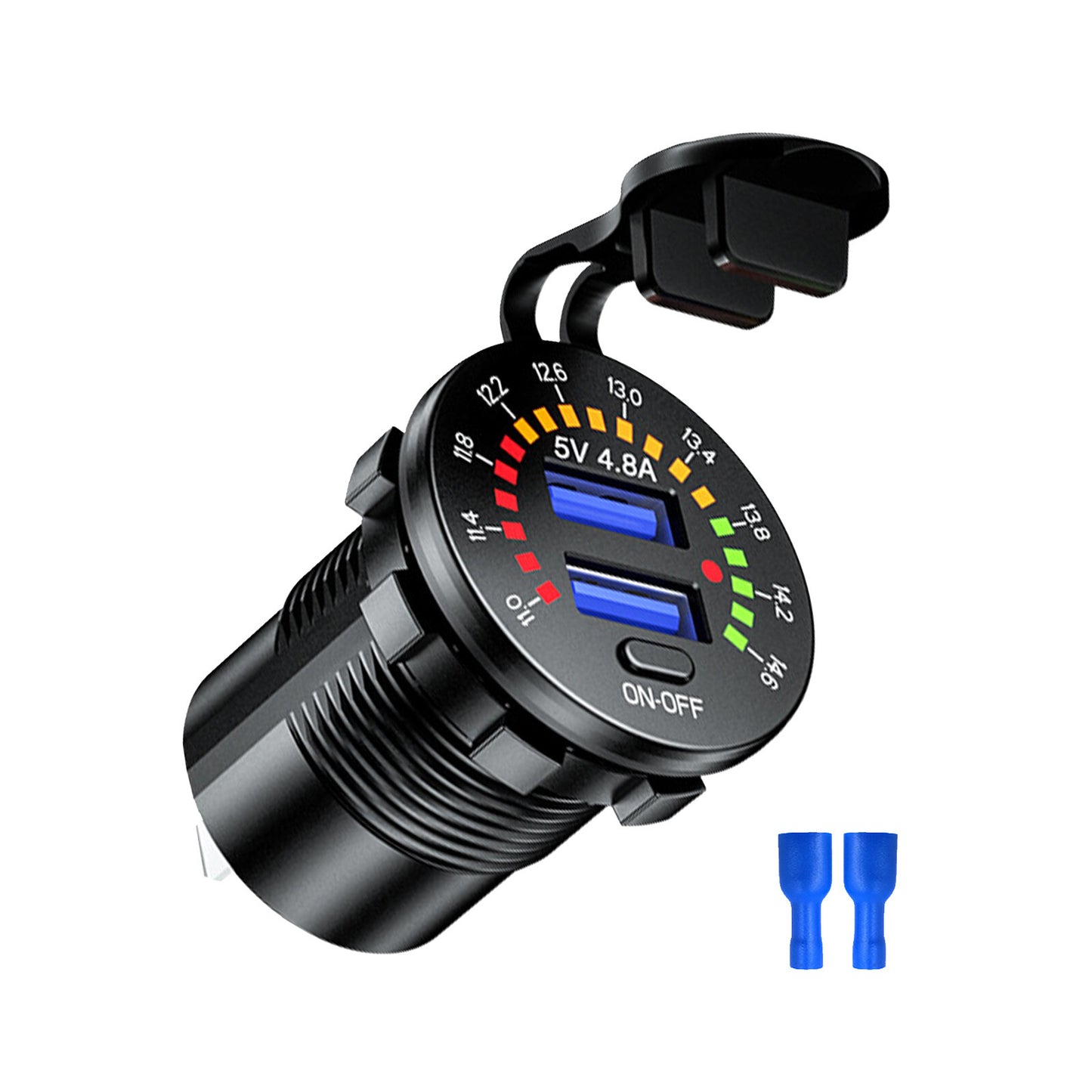 5V 4.8A Portable Dual USB Car Fast Charging Socket with LED Voltmeter Display