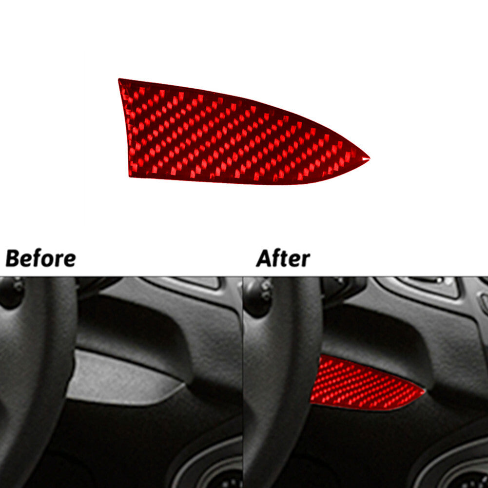 Red Carbon Fiber Left Of Climate Control Cover Trim for Ford Fiesta 2011-2015