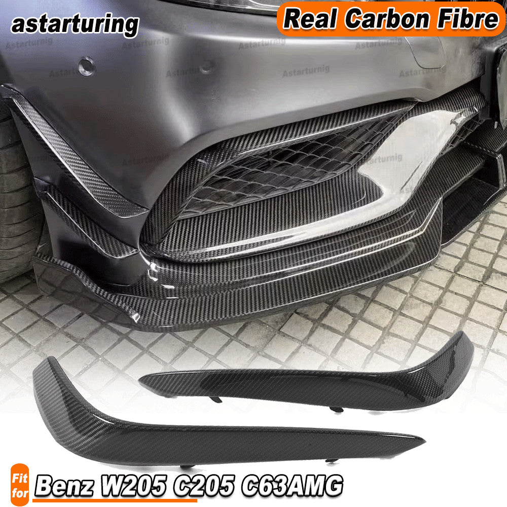 for Mercedes W205 C205 C63 REAL Carbon Front Bumper Canards Air Vent Cover