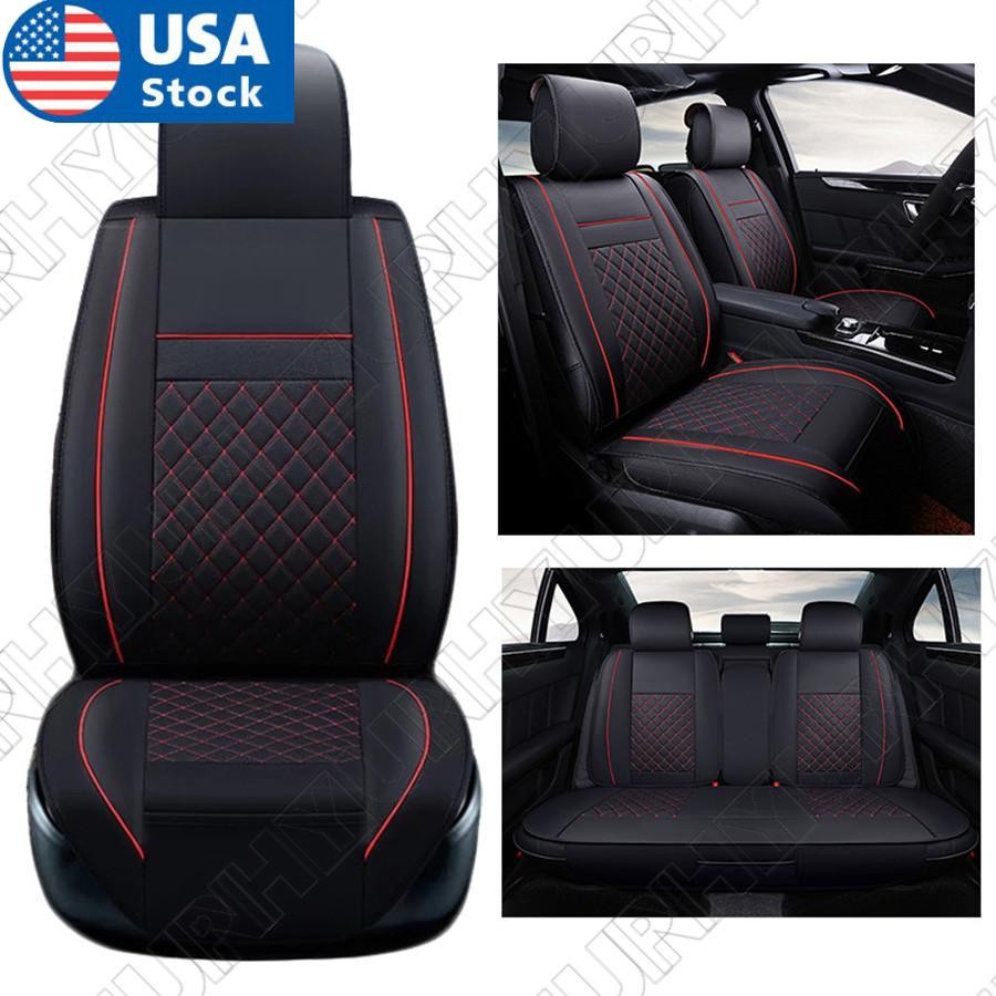 Black  Red Two front for seat covers + Rear for Seat Covers PU leather For Most Modle Q