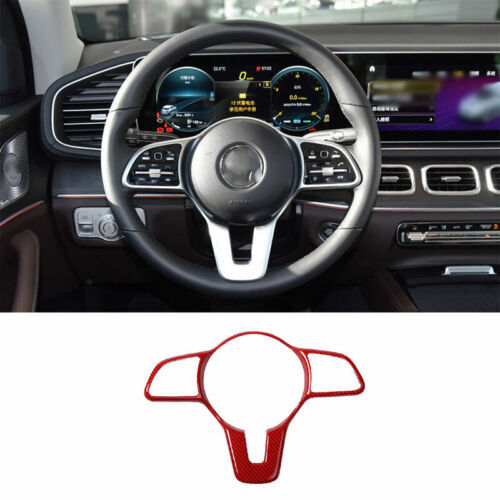 for Benz GLE GLS 2020-2022 ABS Red Carbon Fiber Steering Wheel Frame Cover Trim