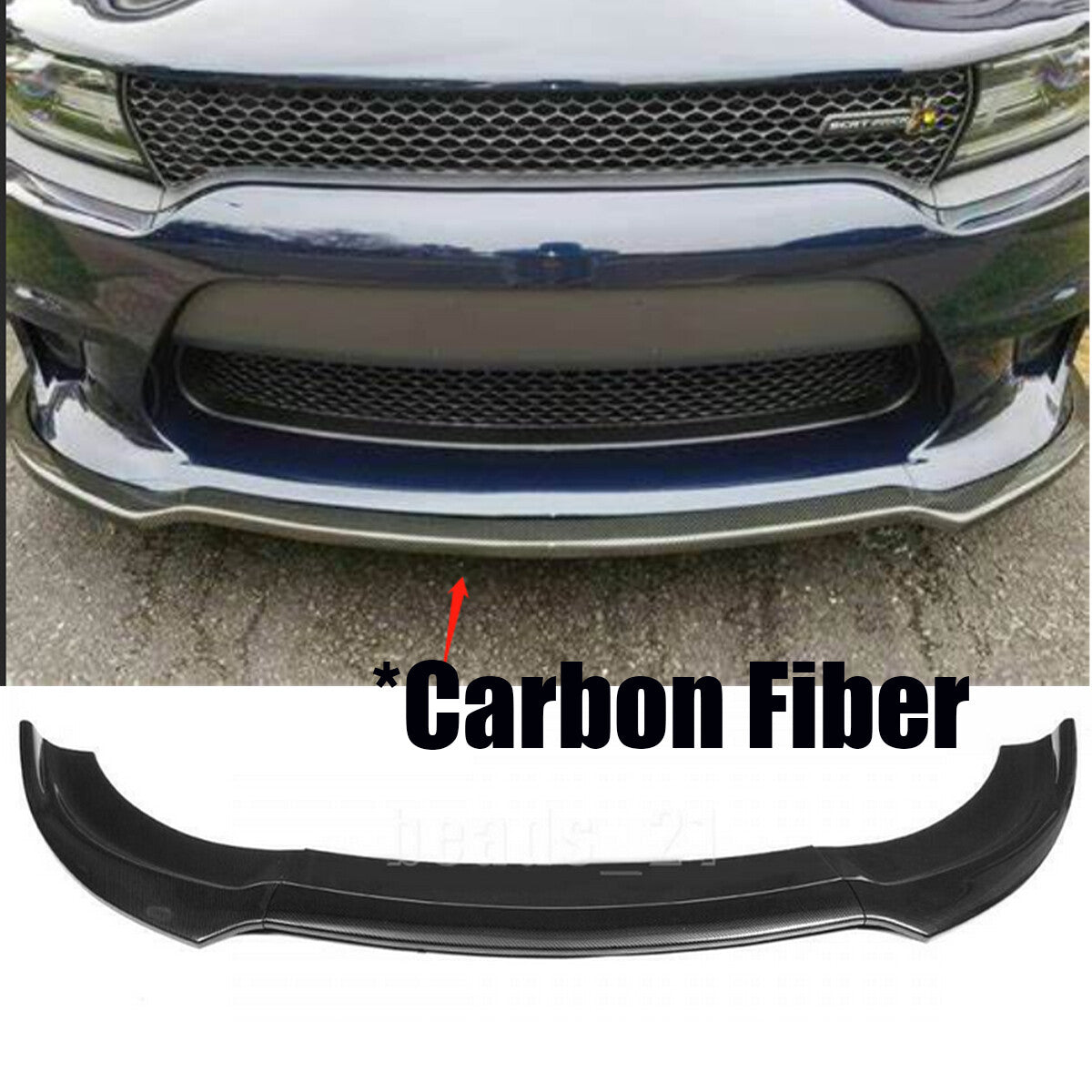 V1 Style Front Bumper Lip Splitter for Dodge Charger SRT 2015-2021 Carbon Fiber