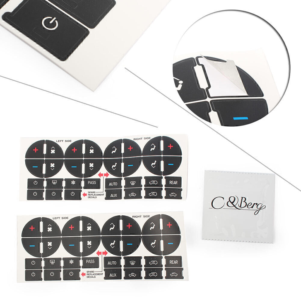 AC Dash Button Repair Kit Decal Stickers Dash Replacement for 2007-13 for Chevy for GMC Q