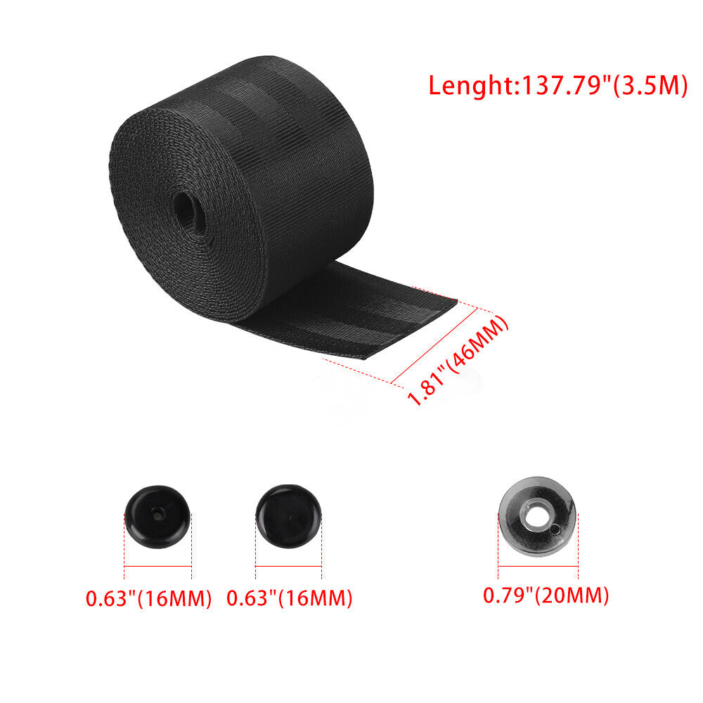 3.5m Retractable Nylon Safety Strap Car for Seat Belt Webbing Polyester Lap Black Q