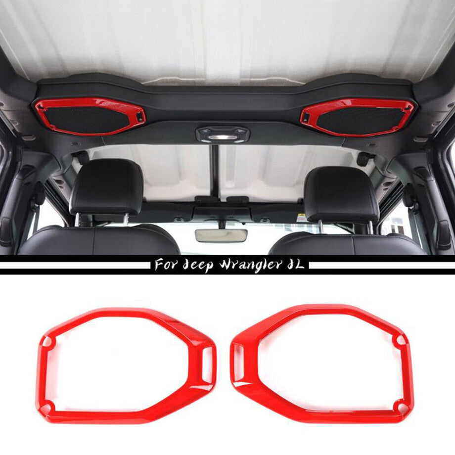 ABS Red Interior Top Roof Speaker Cover Trim Fit For 2018-2023 for Jeep for Wrangler JL v