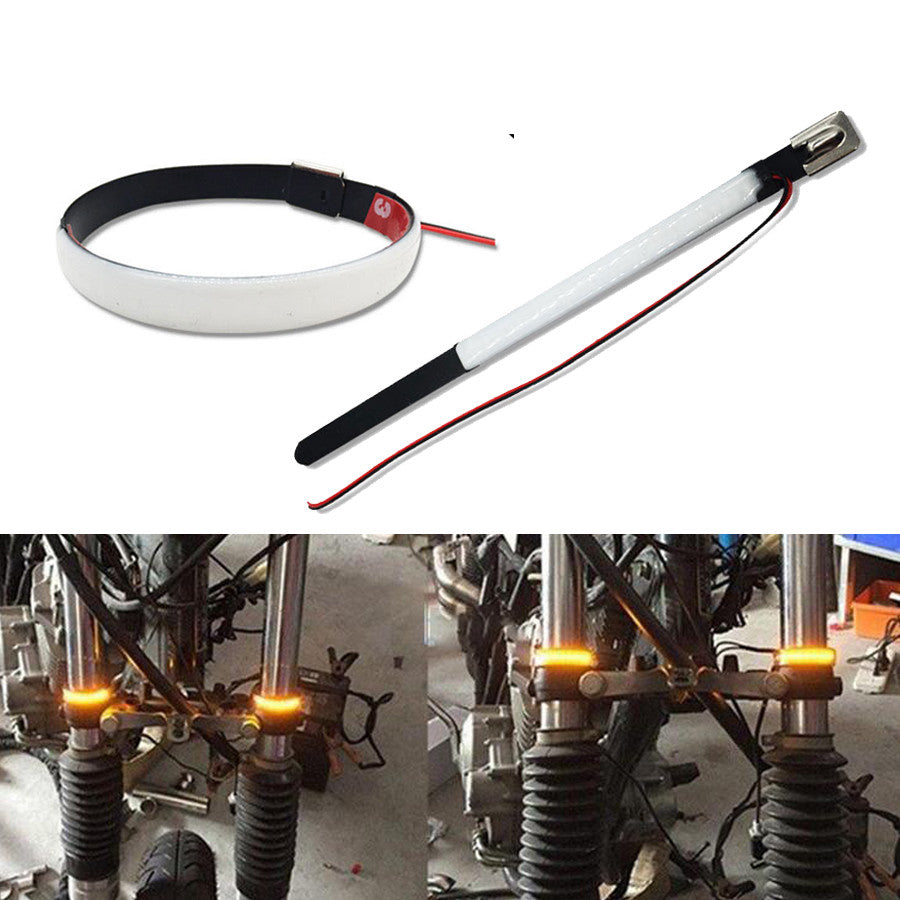 New Motorcycle Fork Turn Signal Light Amber LED Strips for Harley for Honda Custom Q
