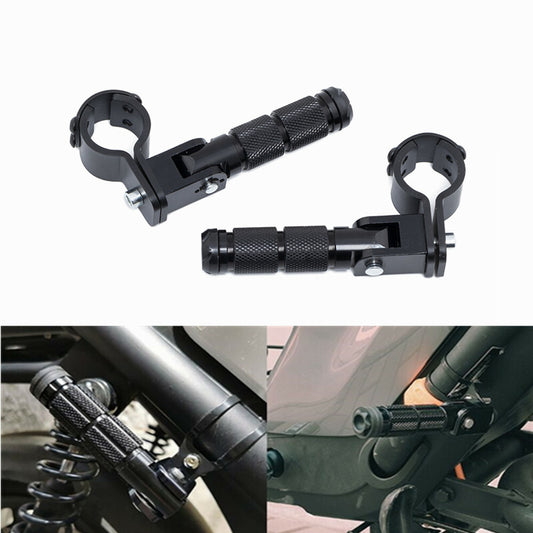 Black 1 1/4 32mm Highway Bar Engine Guard Tube Footpeg Foot Pegs Mount Clamp Q