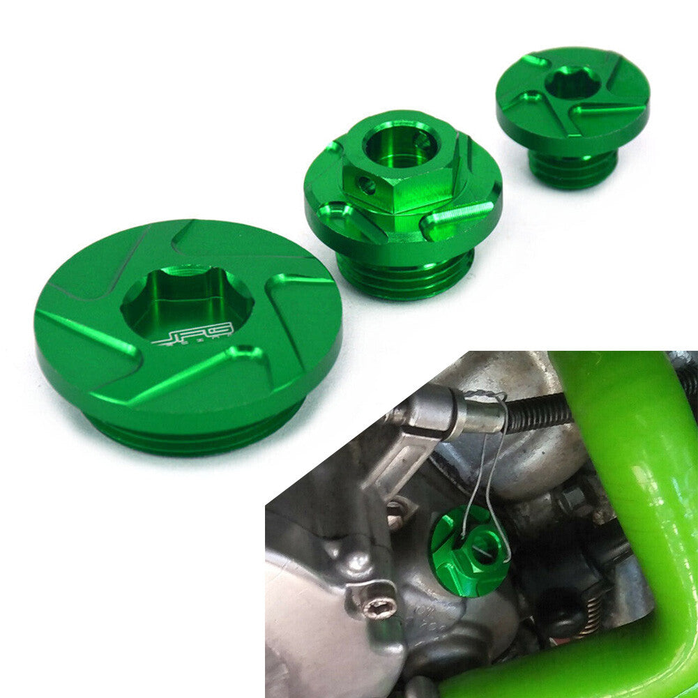 CNC Engine Timing Oil Filter Plugs 3 Pieces fits for Kawasaki KX250 KLX450R