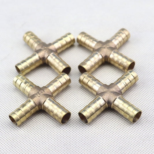 4-piece flexible hose rod, 4-way cross brass fitting threaded for gas, fuel, water, and air, 3/8 10mm