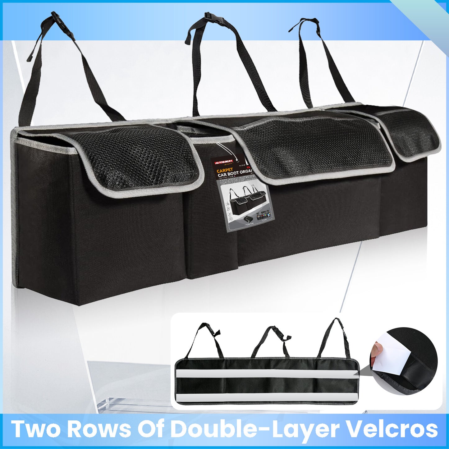 Car Boot Organiser Tidy Back for Seat Storage Bag Hanging Pocket SUV Universal Felt