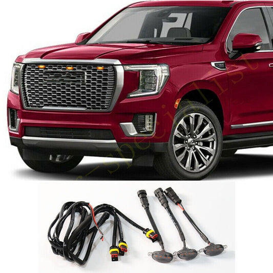 for GMC for Yukon XL 2021-2024 smoke Style Front Grill LED Marker Light Kit
