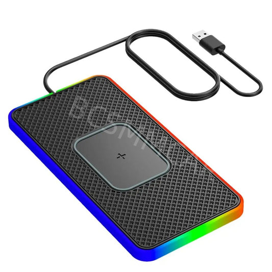 Car Cell Phone Charger Wireless Fast Charging Dock Pad Dashboard Non-slip Mat