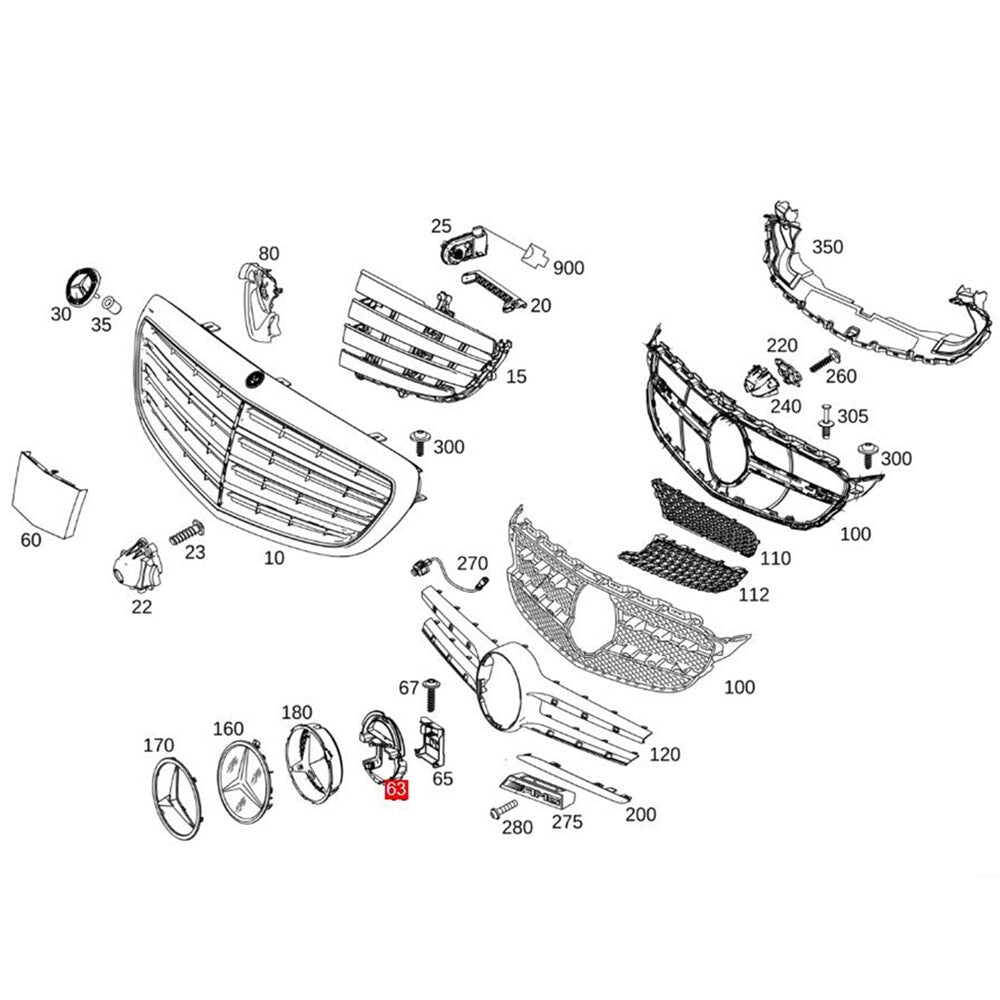 Front bumper grille deceleration sensor bracket for Mercedes C-Class W205 14-21- n