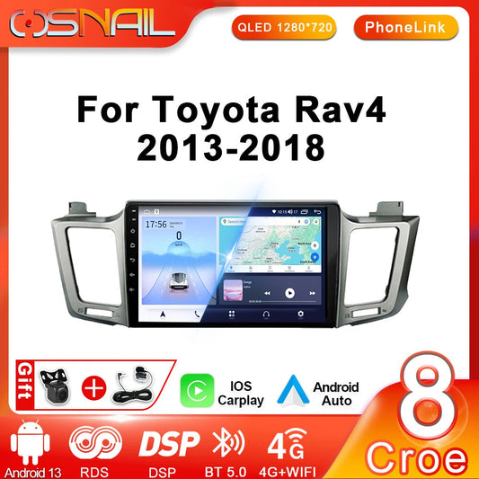 Car Radio for Toyota RAV4 4 XA40 5 XA50 Auto Multimedia Video Player GPS CarPlay