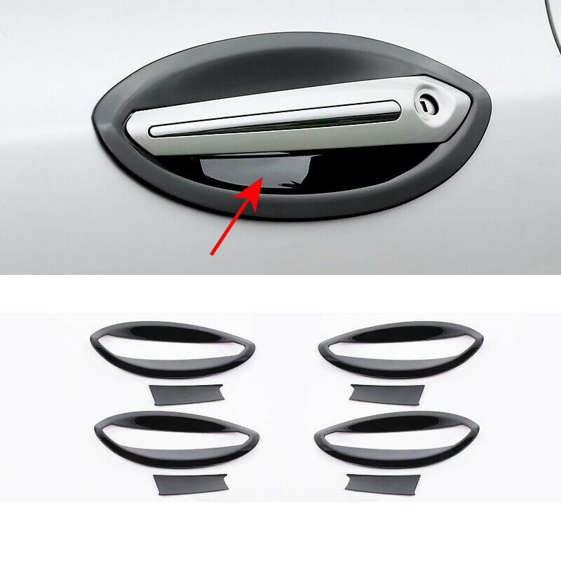 for Lincoln MKZ 2017-2020 Glossy Black Outside Door Handle Bowl Cover Trim 8pcs