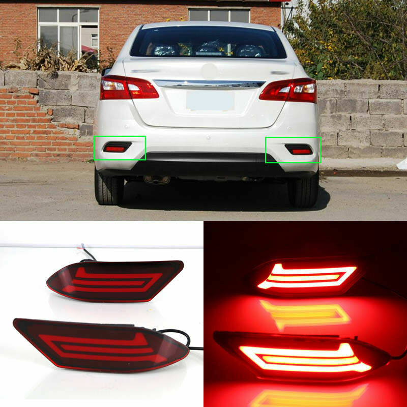 LED Rear Bumper Reflector Fog Brake Turn Indicator Lights for Nissan Sentra 2019