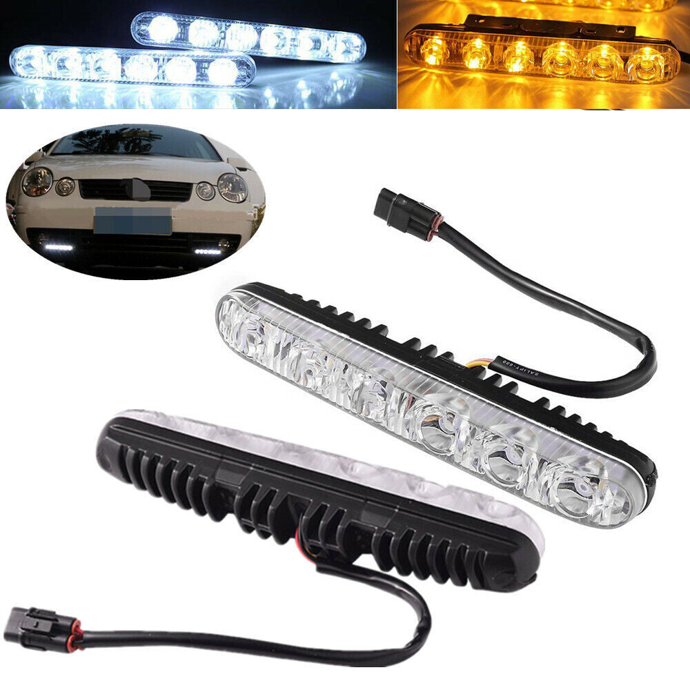 2-pack of GM 6LED DRL daytime running lights with amber turn signals n