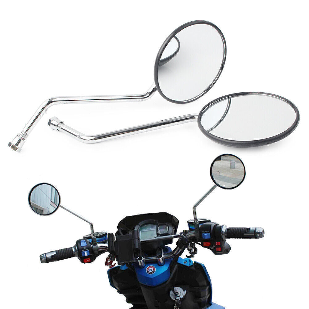 10mm Motorcycle Rear View Rearview Side Round Mirrors Fit for Yamaha Universal Motor Q