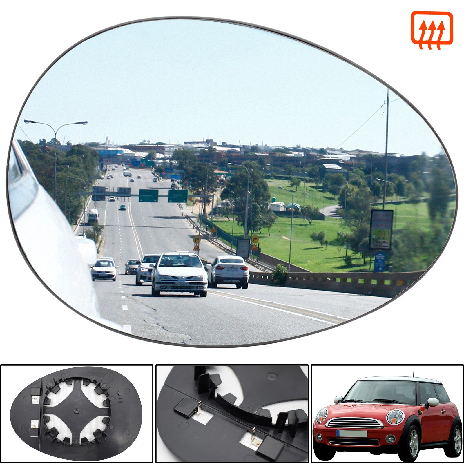 for Mini Cooper One 2006-13 Hatchback Right Side Wing Mirror Glass Heated Plate Q