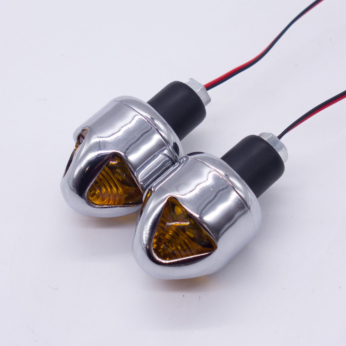 Chrome 22mm Handlebar Turn Signal Grip Bar End LED Plug Strobe Side Marker Light Q
