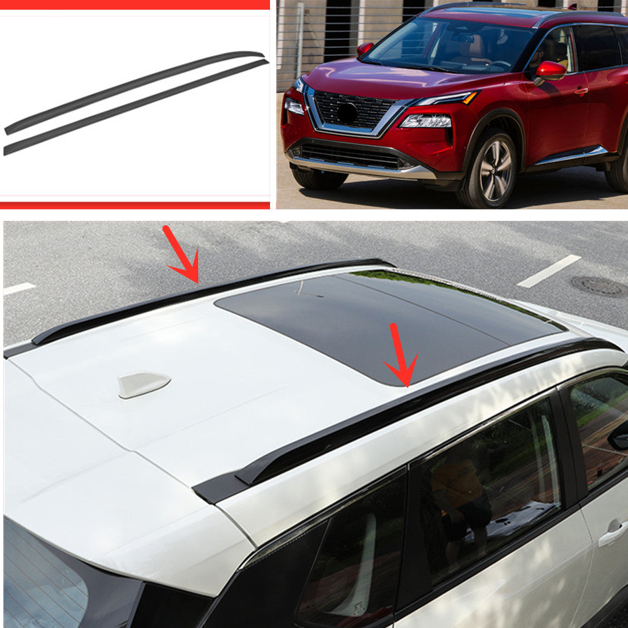 Bright black Roof Rack Side Rails Luggage Cover Trim for Nissan Rogue 2021-2023