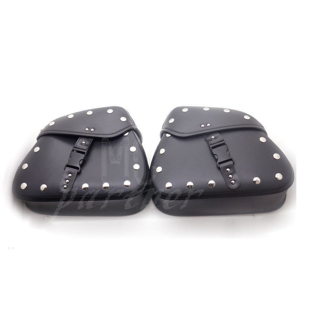 2X Motorcycle Black PU Leather Luggage Bags Saddlebag Saddle Bag Pouch Bag Q