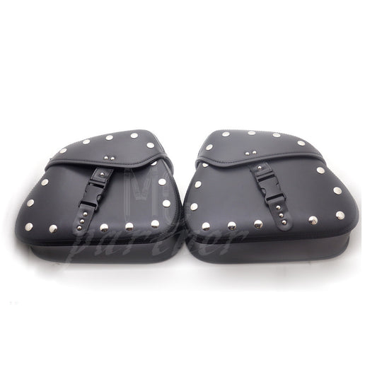 2X Motorcycle Black PU Leather Luggage Bags Saddlebag Saddle Bag Pouch Bag Q