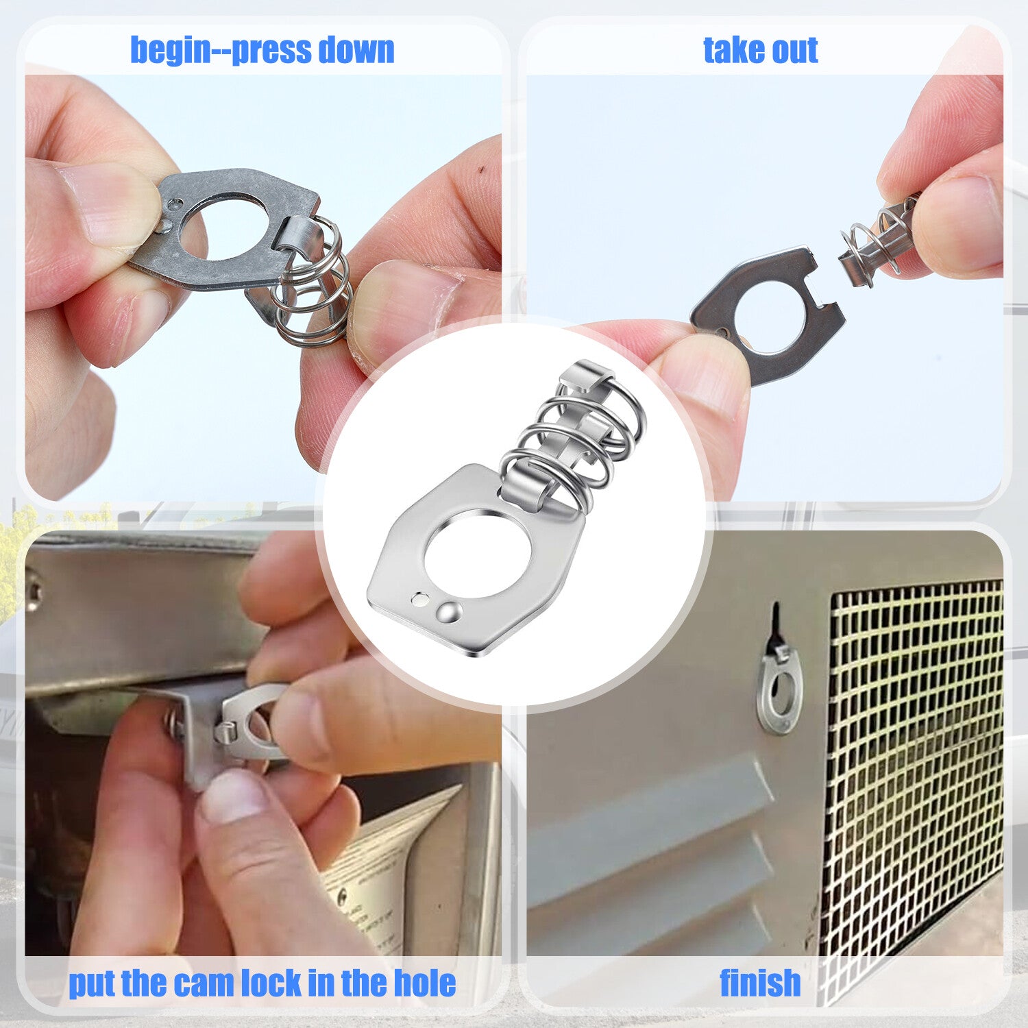 4x RV Camper Door Latch Lock Fastener Trailer Water Heater Cover Cam Set Durable Q