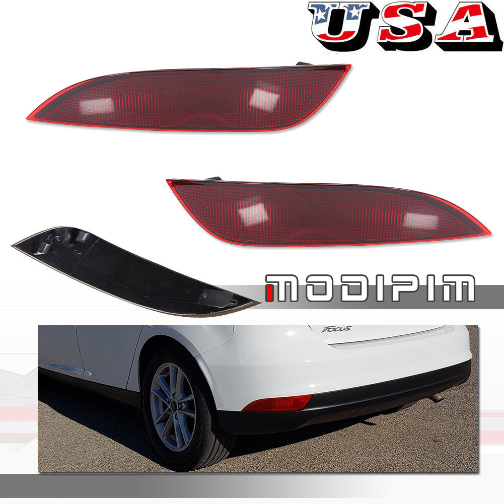 2-Piece Red Rear Bumper Reflector Taillights for 2015-2018  for ford  Focus Hatchback Q