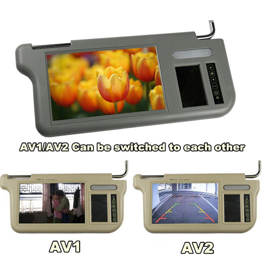 7 Video Sunvisor Rear View Mirror Screen LCD Monitor Touch Button 2 Channel 12V