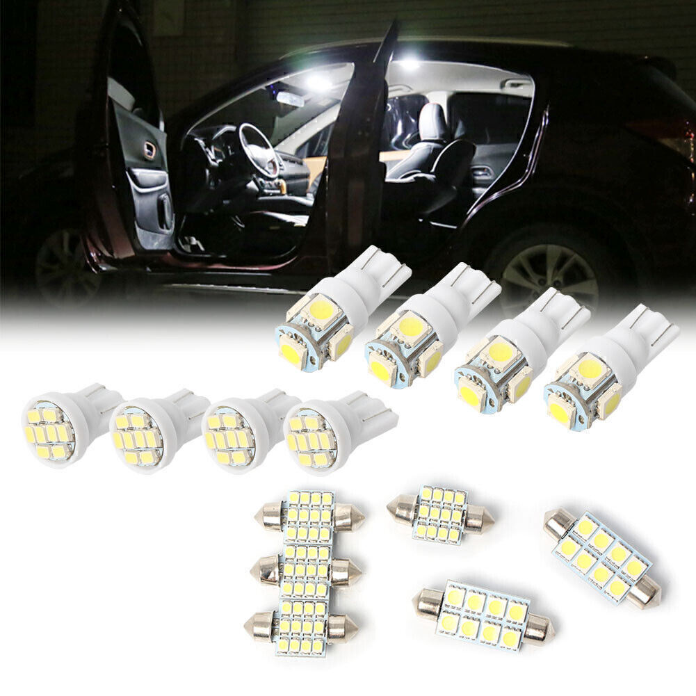 14x Car White LED Lights Interior Package Fit T10 31mm Map Dome + License Plate
