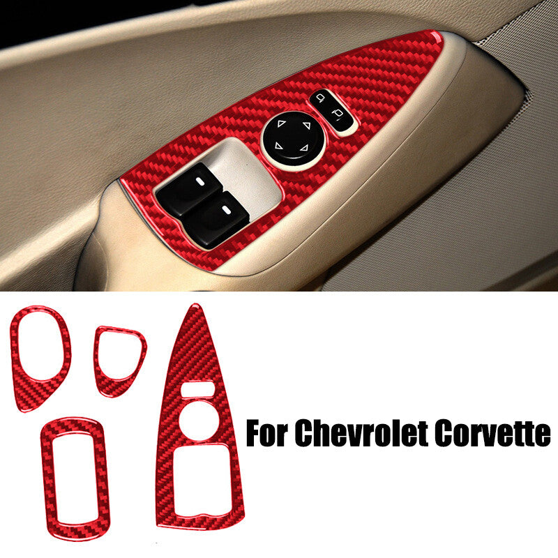 Carbon fiber window regulator panel decorative sticker for Corvette C6 05-13- n