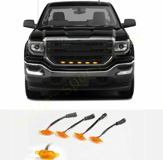 for GMC for Sierra 1500 2014-18 Front Grille yellow LED Light Style DRL Lamp
