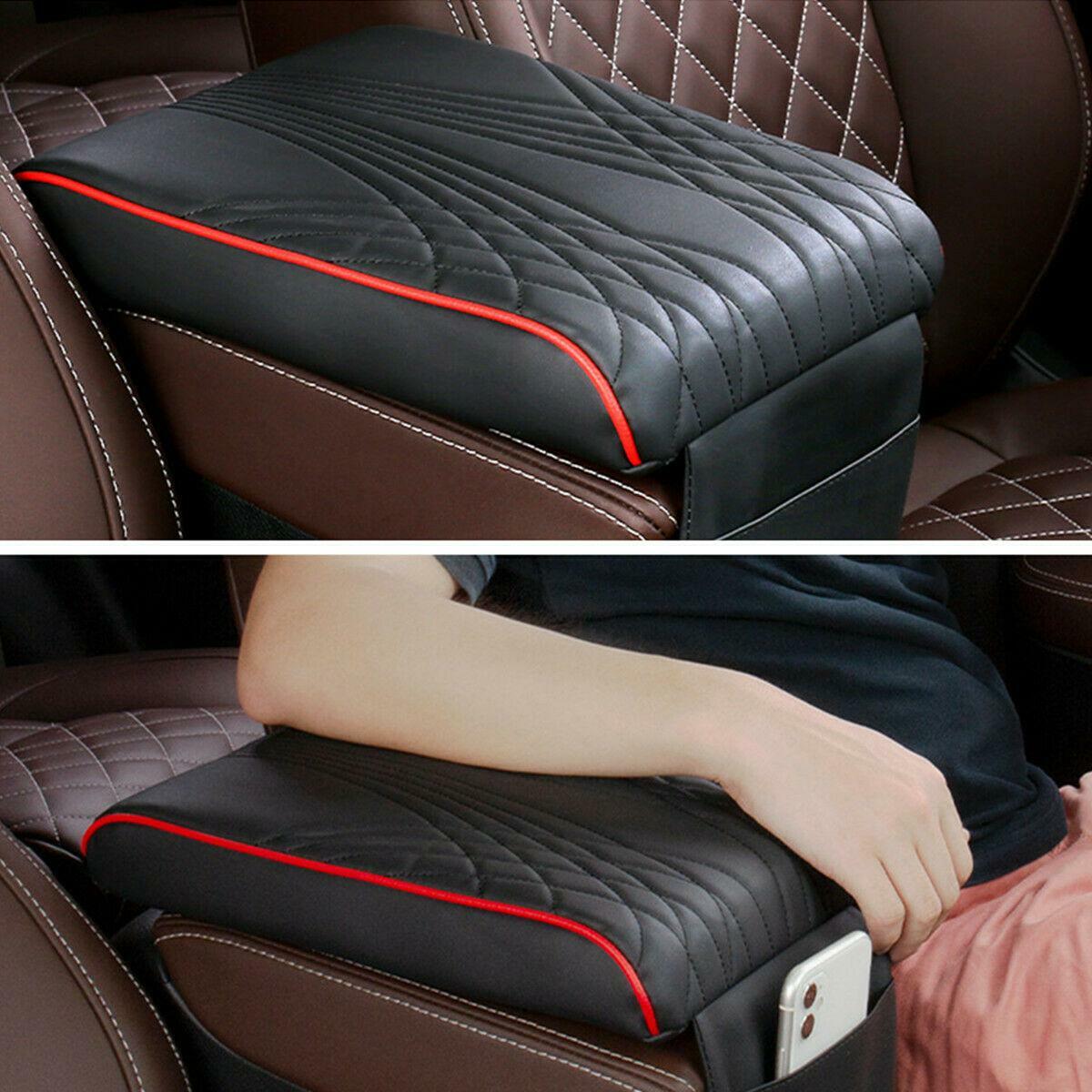 Automotive polyurethane synthetic leather striped armrest cover, center console box backrest support - n