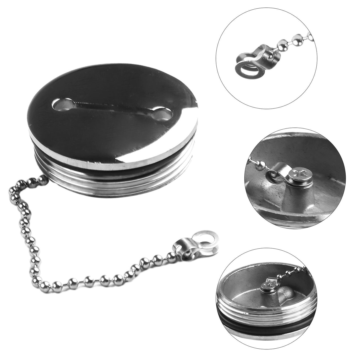 1PCS 50MM 2\ Fuel Gas Tank Cap With Chain Spare Yacht Replacement Hardware