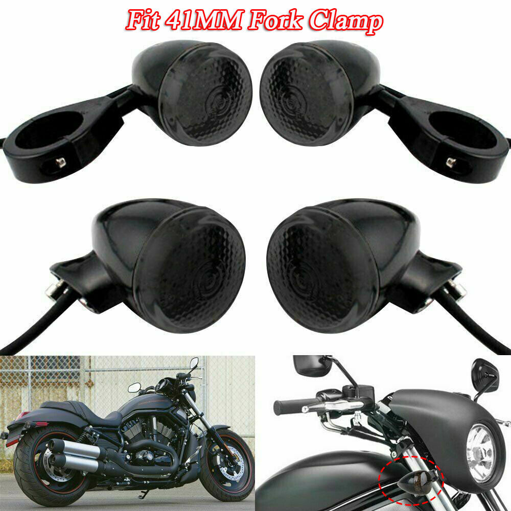 4x front and rear turn signals with 41mm fork clamps for Sportster Dyna
