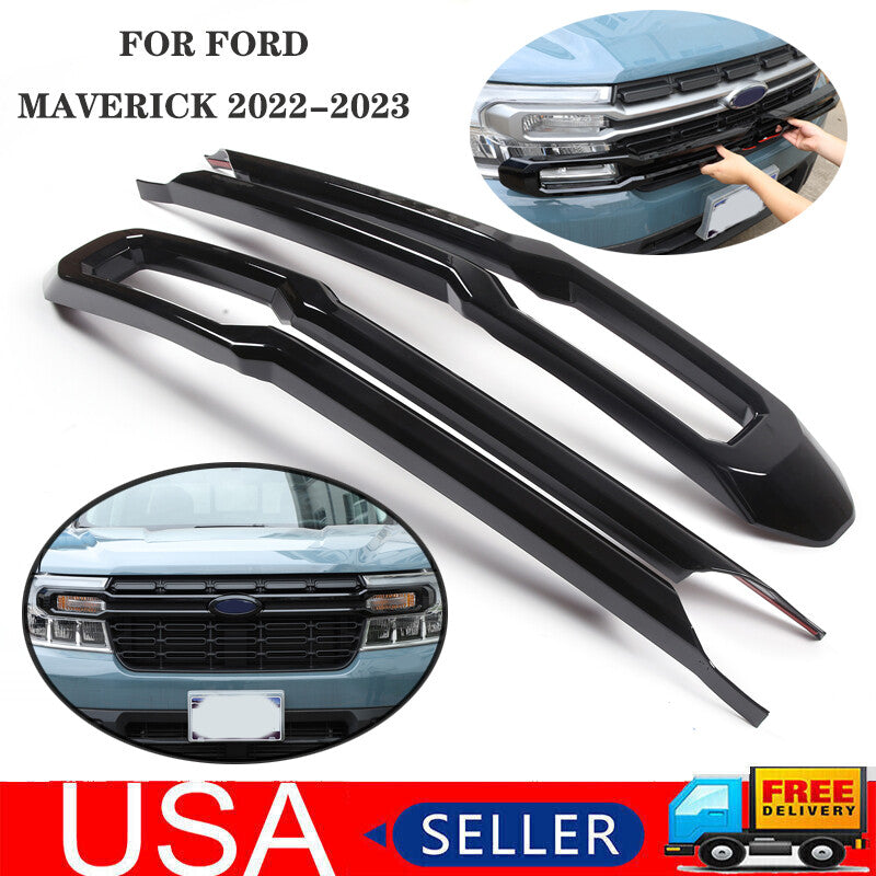 Gloss black front center grille cover trim suitable for the  for ford  Maverick 2022 - 2023